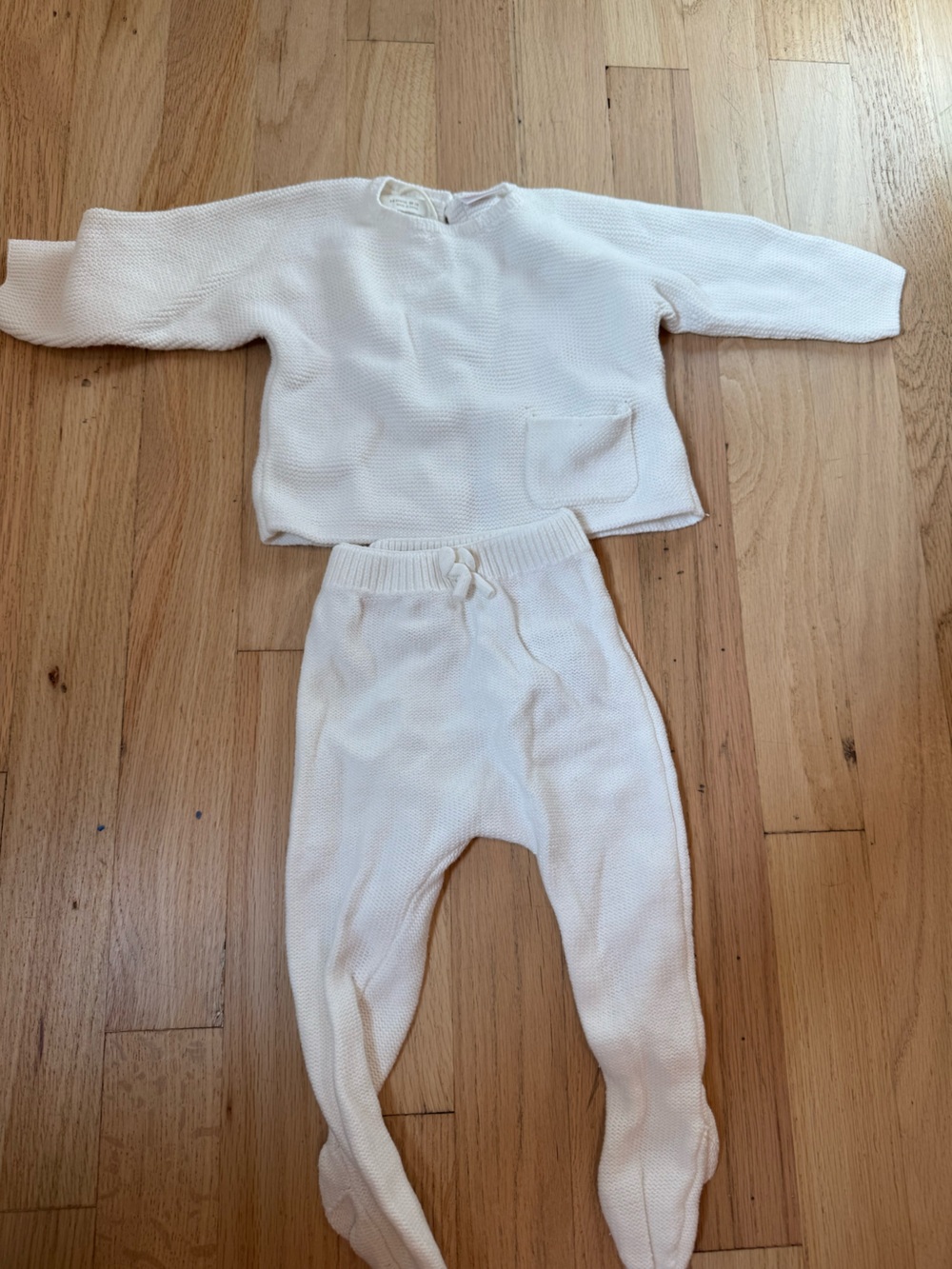 Zara baby Cream Knit Crewneck Sweater & pants Set
